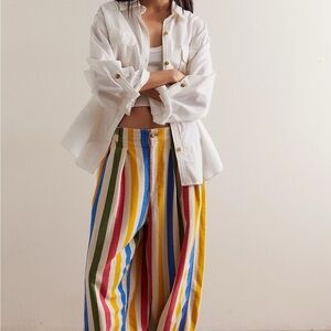 Free People Striped Multicolor Wide-Leg Pants